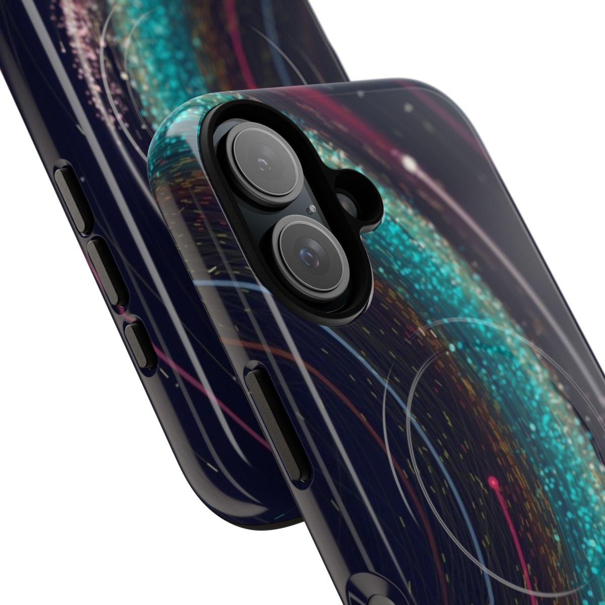 Phone case featuring a detailed map of the solar system and asteroids - Detail