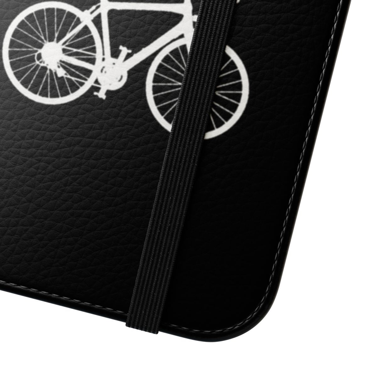 Motivational cycling-themed flip cover phone case with "Rule 10 - It never gets easier, you just go faster" quote - Close Up