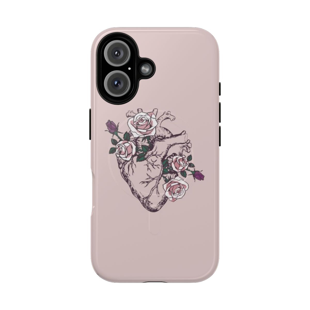 Anatomical floral heart phone case with flowers and roses