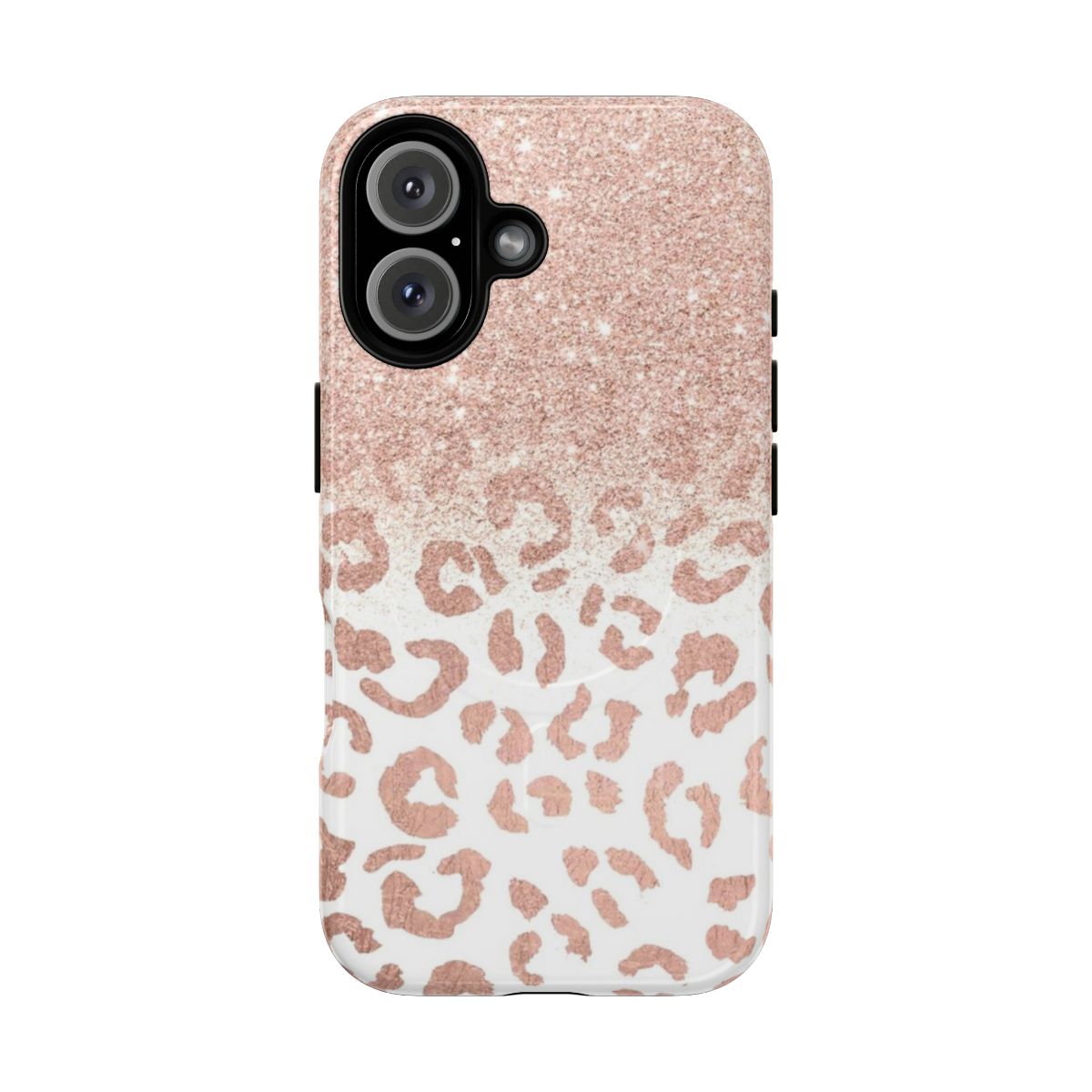 Trendy leopard pattern ombre phone cases with faux rose gold glitter