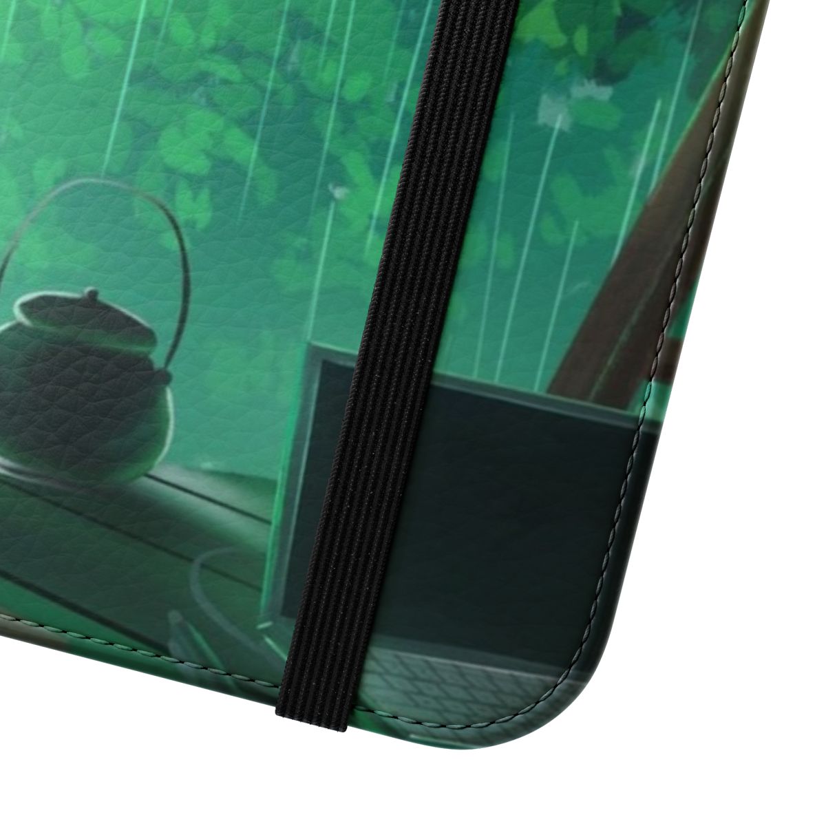 Flip cover phone case with a peaceful storm and nature landscape design - Close Up