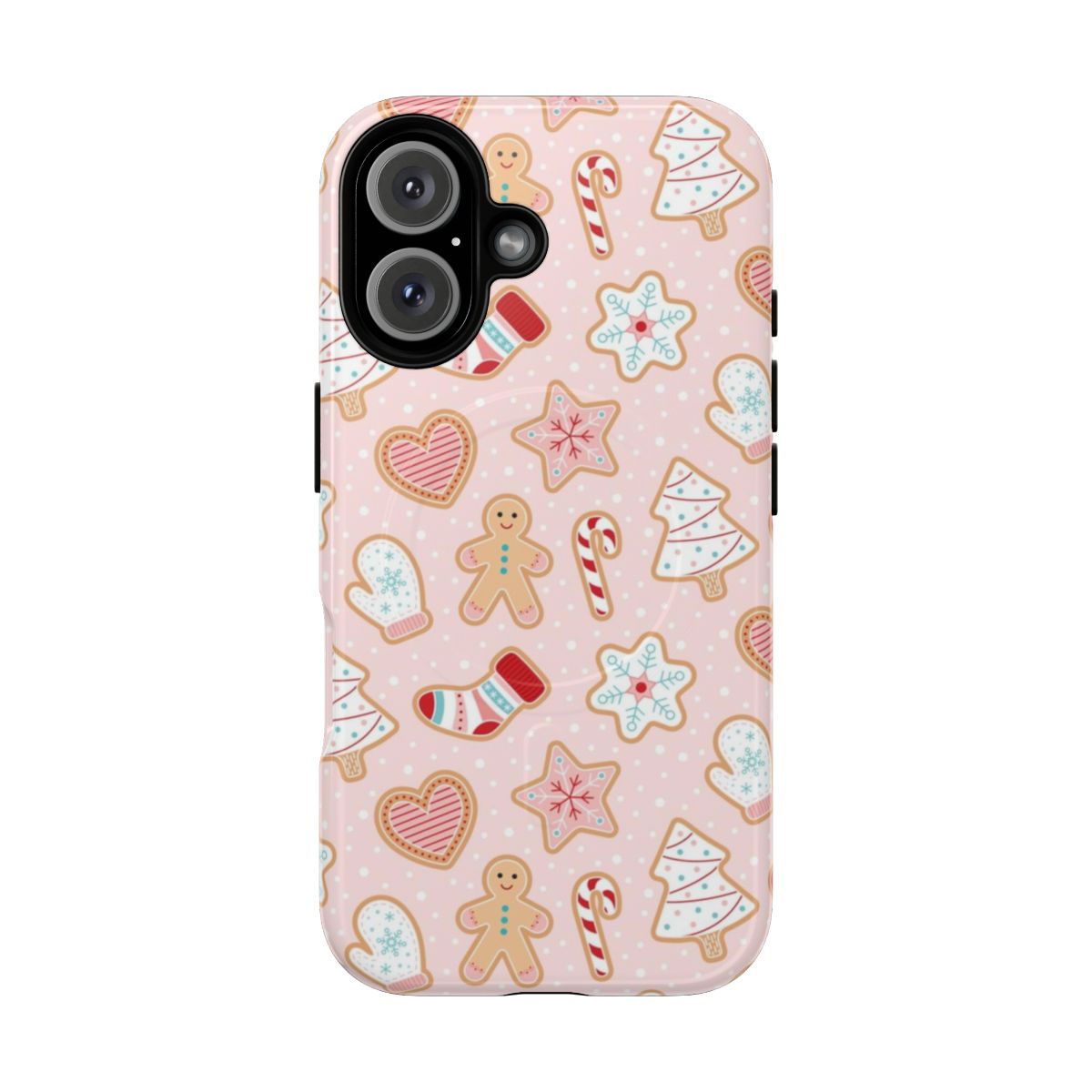 Pastel pink, red, and blue gingerbread pattern magnetic tough phone case