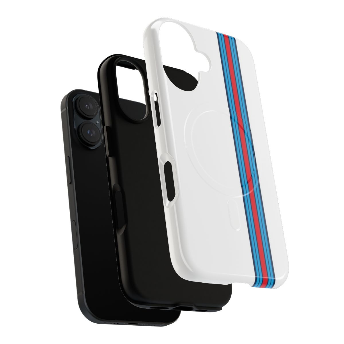 Martini-themed magnetic tough phone case with racing stripes and vector art - Layers