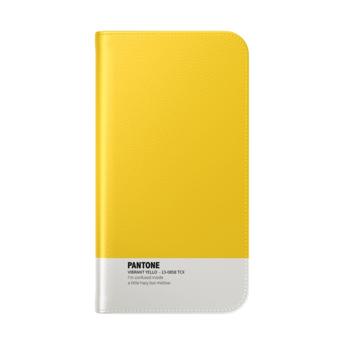 Vibrant yellow flip phone case with Pantone color design - Folded Back