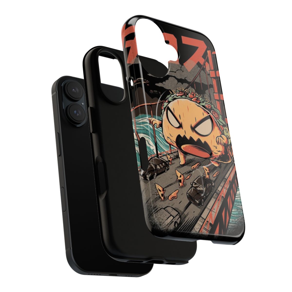 Magnetic tough phone case with a monster, kaiju-inspired Japanese design - Layers