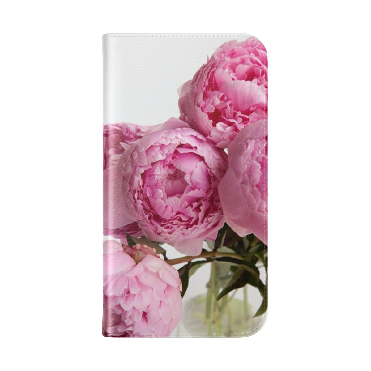 Closeup of a beautiful pink peony flower on a flip phone case - Folded Back