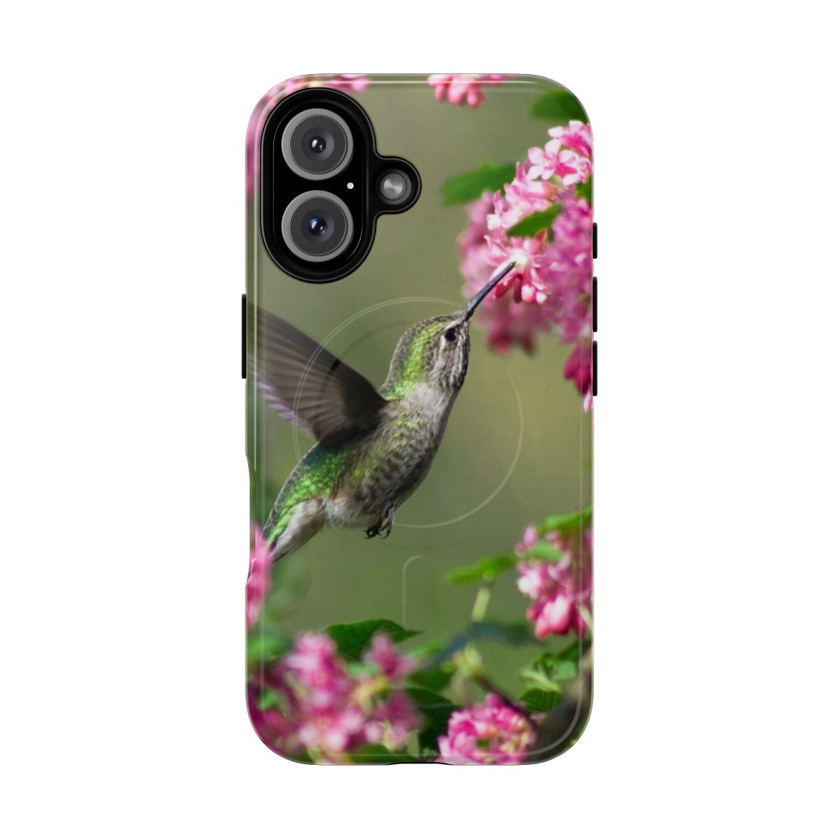 Vibrant hummingbird phone case with floral and nature design