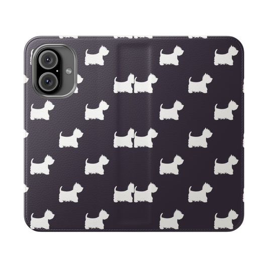 Westie-inspired phone case with a seamless, cute dog pattern