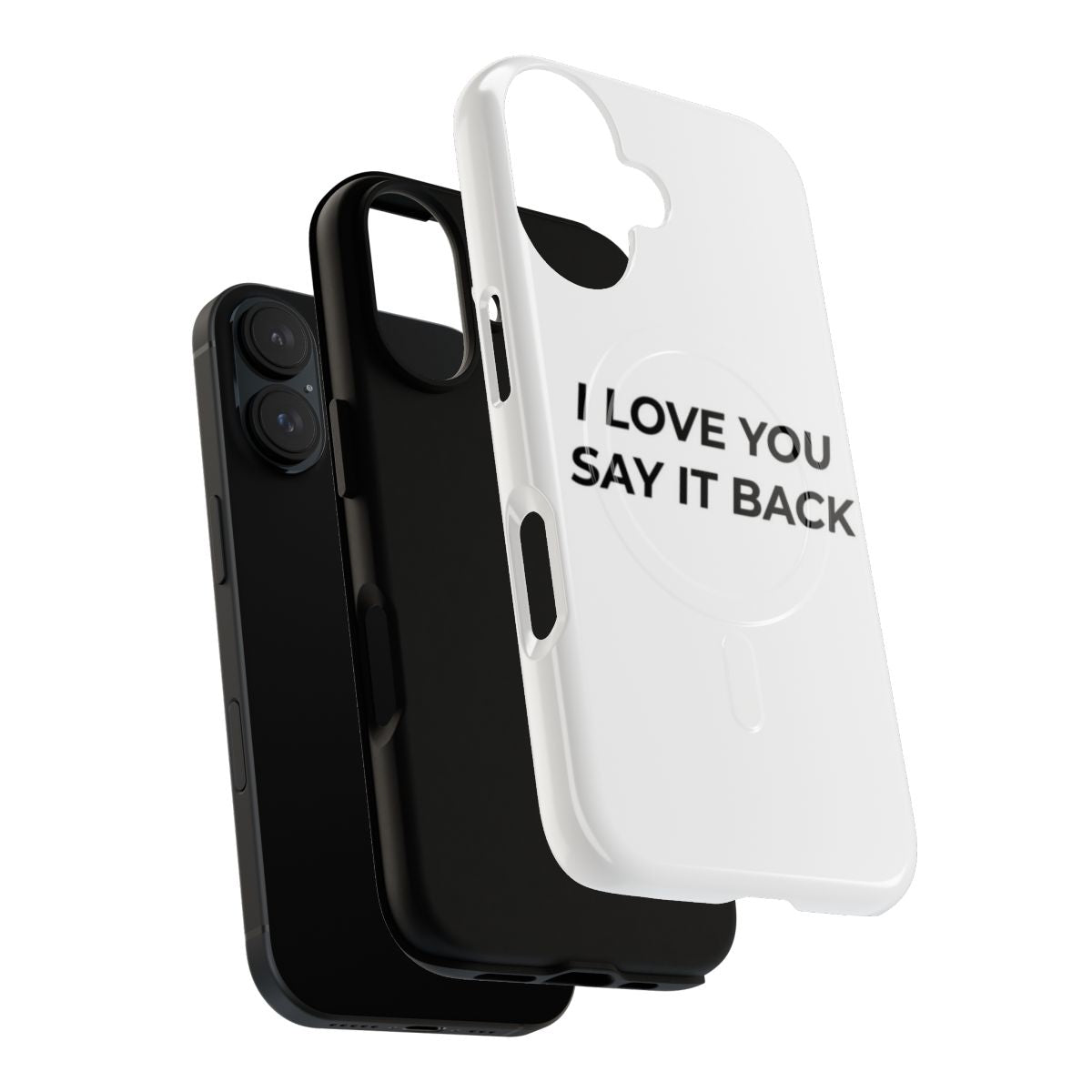 Sleek and trendy phone case with "I Love You" design and magnetic closure - Layers