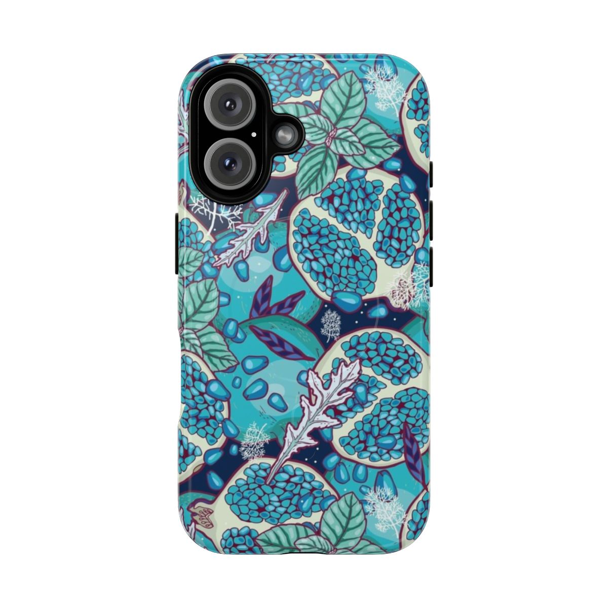 Frosty botanical phone case with icy, snowy, and floral design