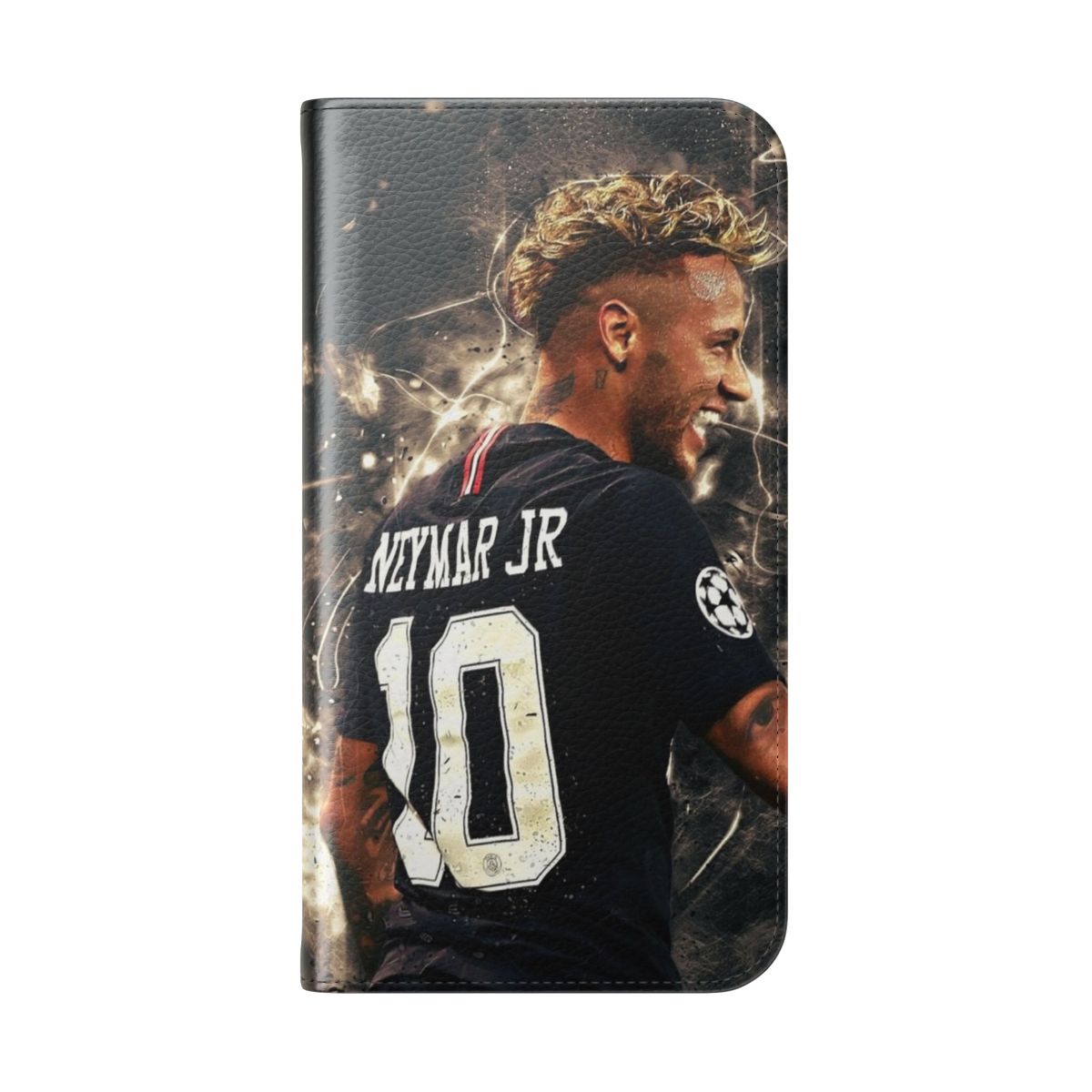 Neymar-inspired phone case with soccer/football theme - Folded Back