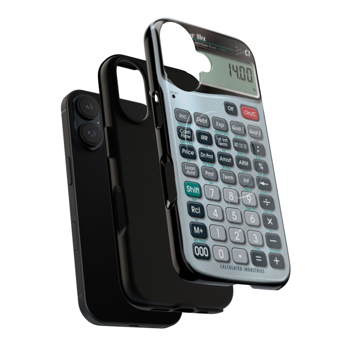 Magnetic tough phone case with calculator design for Galaxy smartphones - Layers