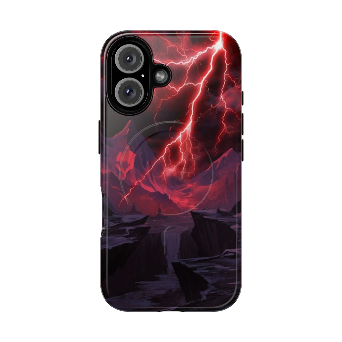 Vibrant fantasy-inspired lightning bolt phone case with magnetic closure