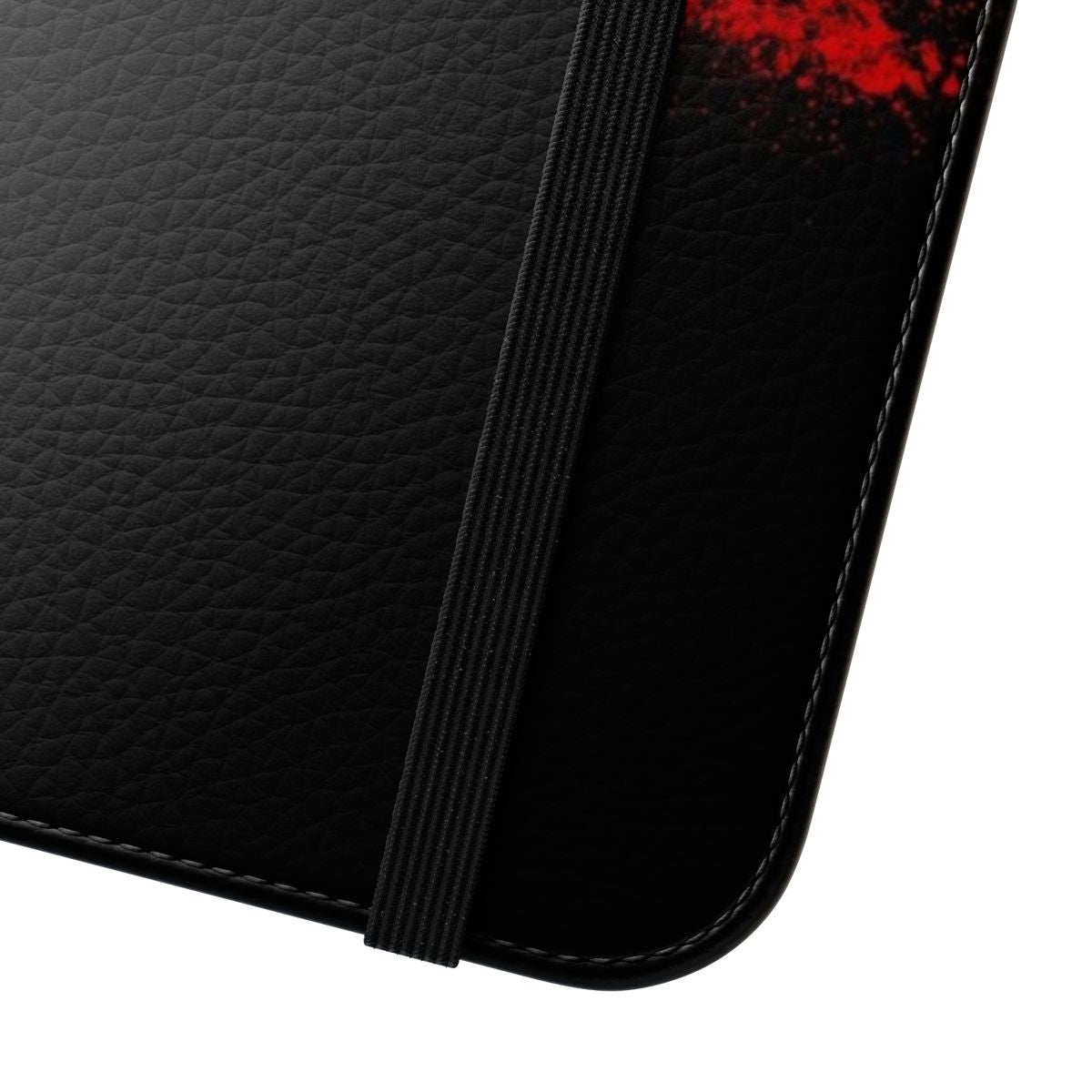 Akuma-inspired flip cover phone case with street fighter-style kanji design - Close Up