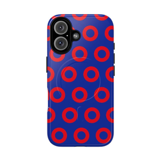 Magnetic tough phone case featuring a red circle print design inspired by Phish drummer Jon Fishman