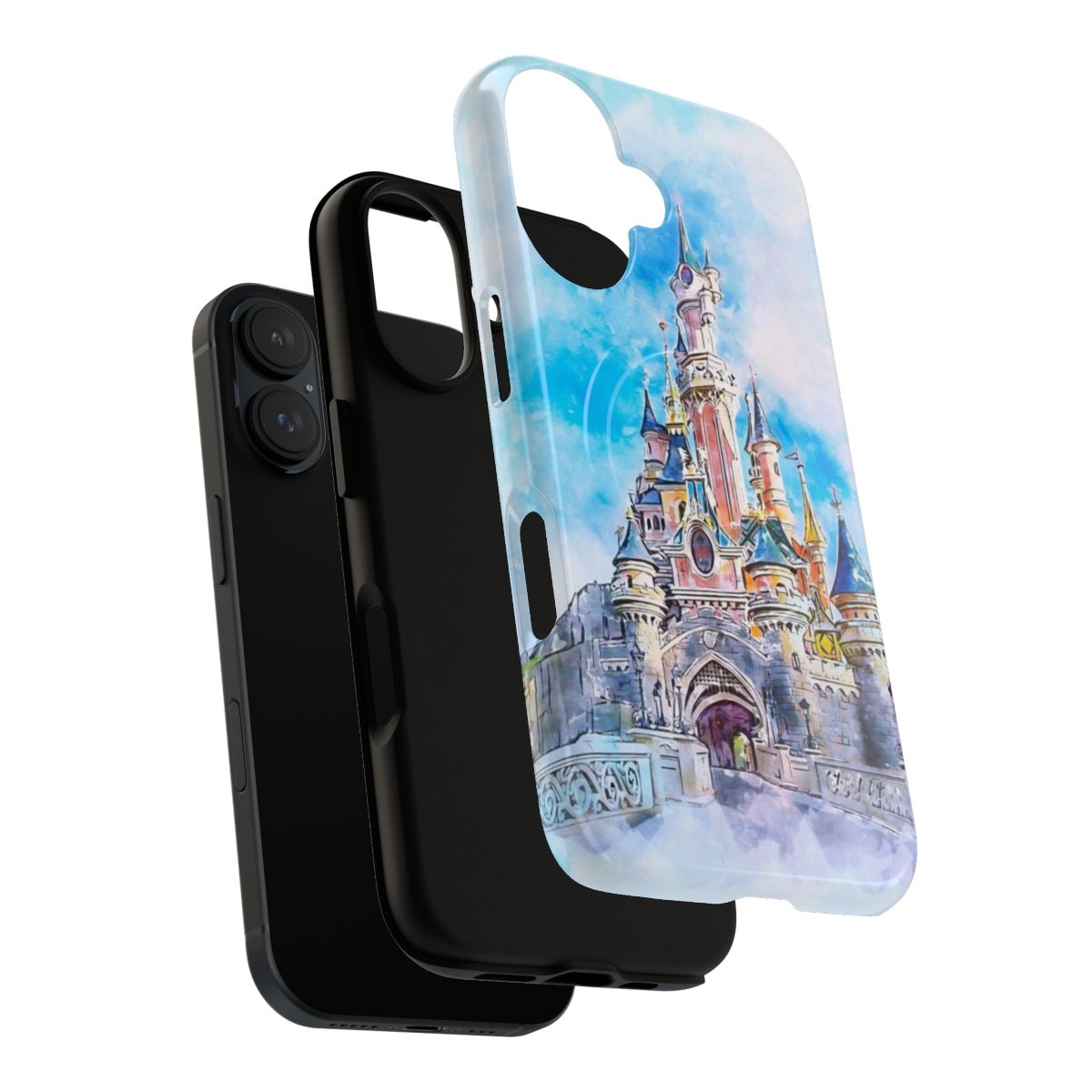 Artistic watercolor painting-inspired magnetic tough phone case with a magic castle design - Layers