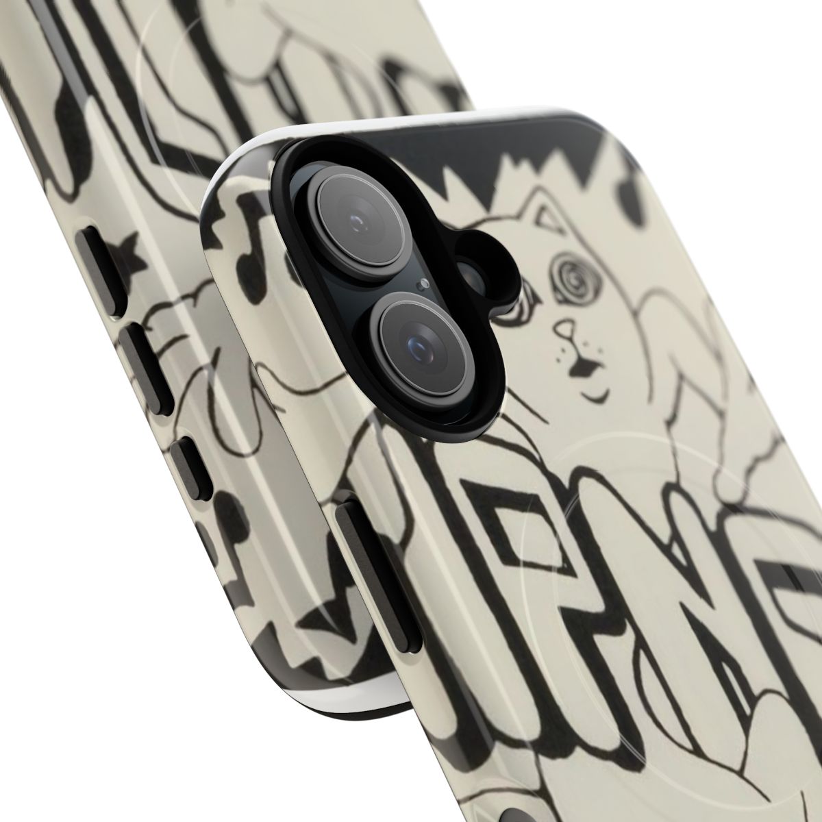 Magnetic tough phone case featuring a badass cat design - Detail