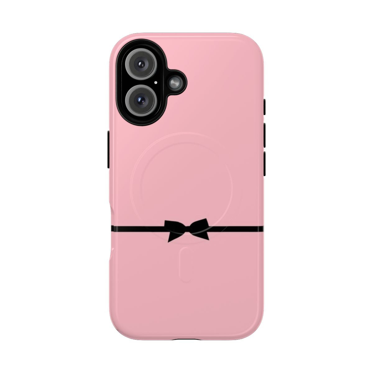 Magnetic tough phone case with abstract art design in pink and black colors, inspired by 1960s fashion.