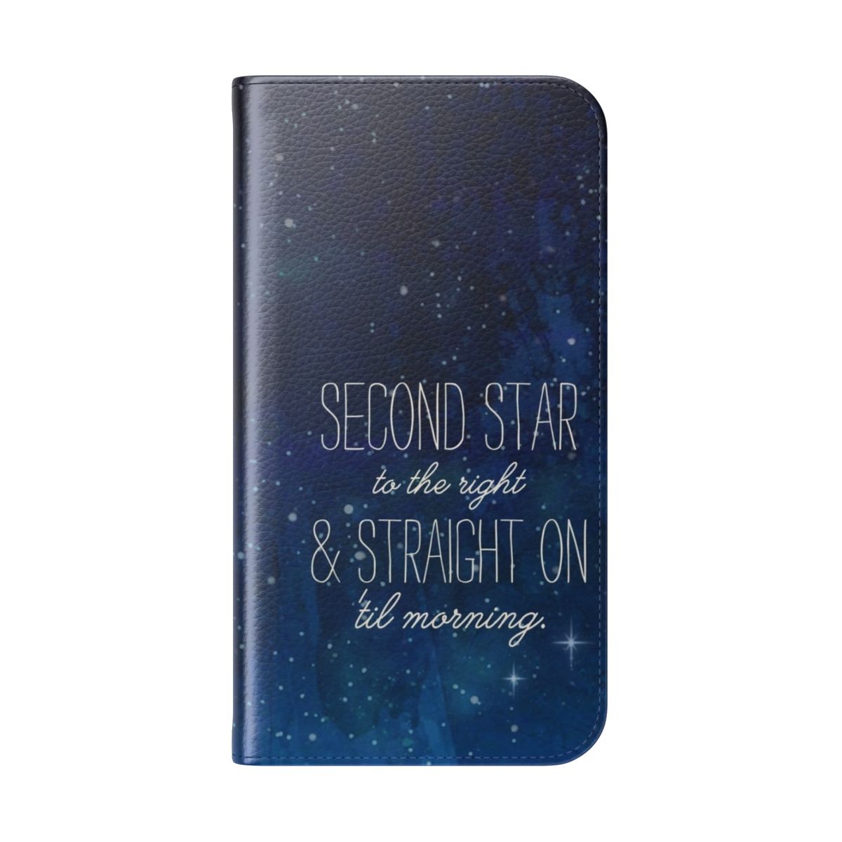 Flip phone case featuring Peter Pan's iconic "Second Star to the Right" design - Folded Back