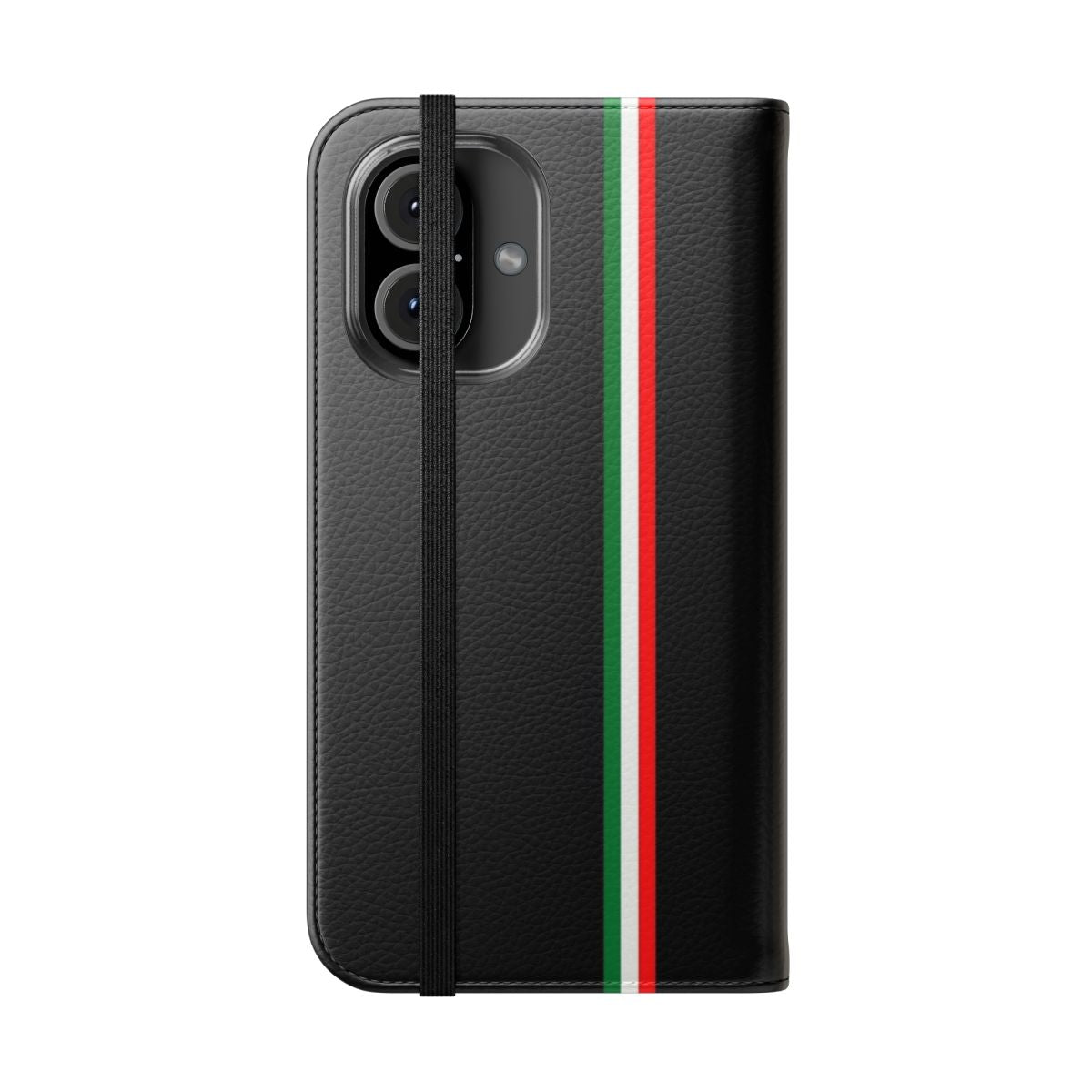 Minimalist flip phone case in the colors of the Italian flag - Folded Front