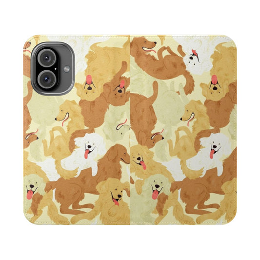 Golden retriever dog print on a stylish flip phone case