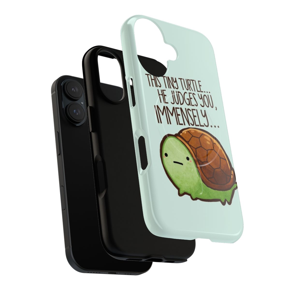 A green turtle phone case with a humorous expression, perfect for animal lovers. - Layers