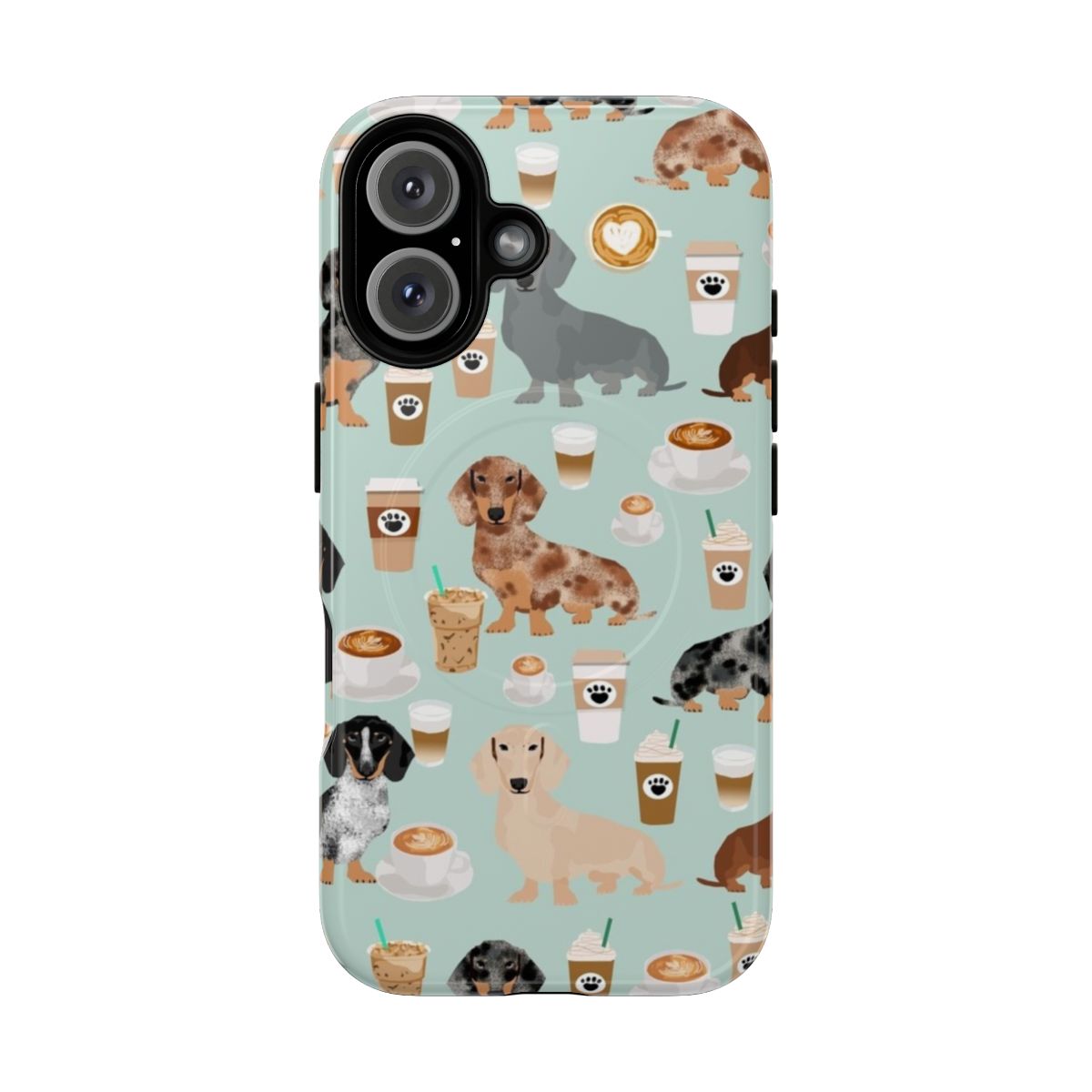 Dachshund dog breed coffee latte pattern phone case