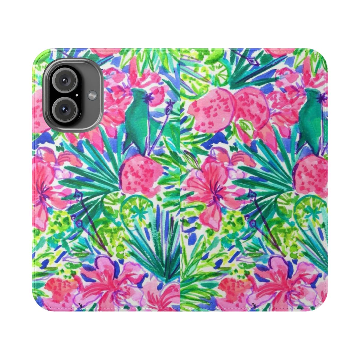 Pastel floral and leaf pattern phone case