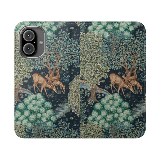 Vintage Floral Phone Case featuring a Forest Deer Design Inspired by the Artwork of William Morris