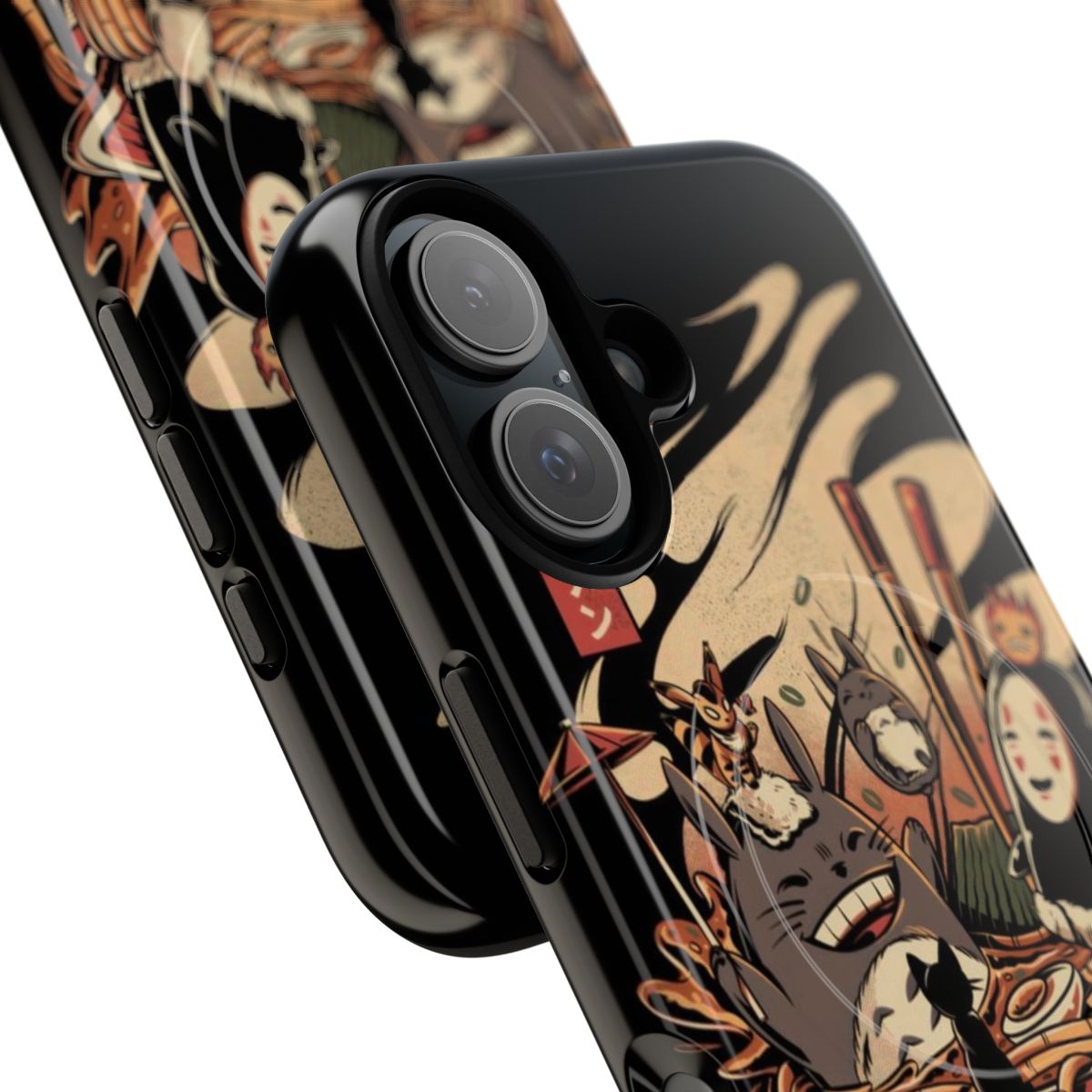 Stylish ramen-inspired anime phone case featuring kawaii designs from popular Studio Ghibli films - Detail