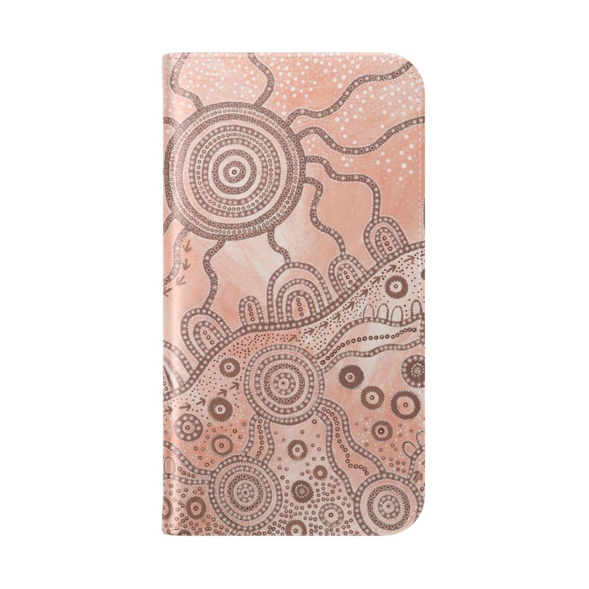 Vibrant phone case with abstract aboriginal-style dot painting design - Folded Back