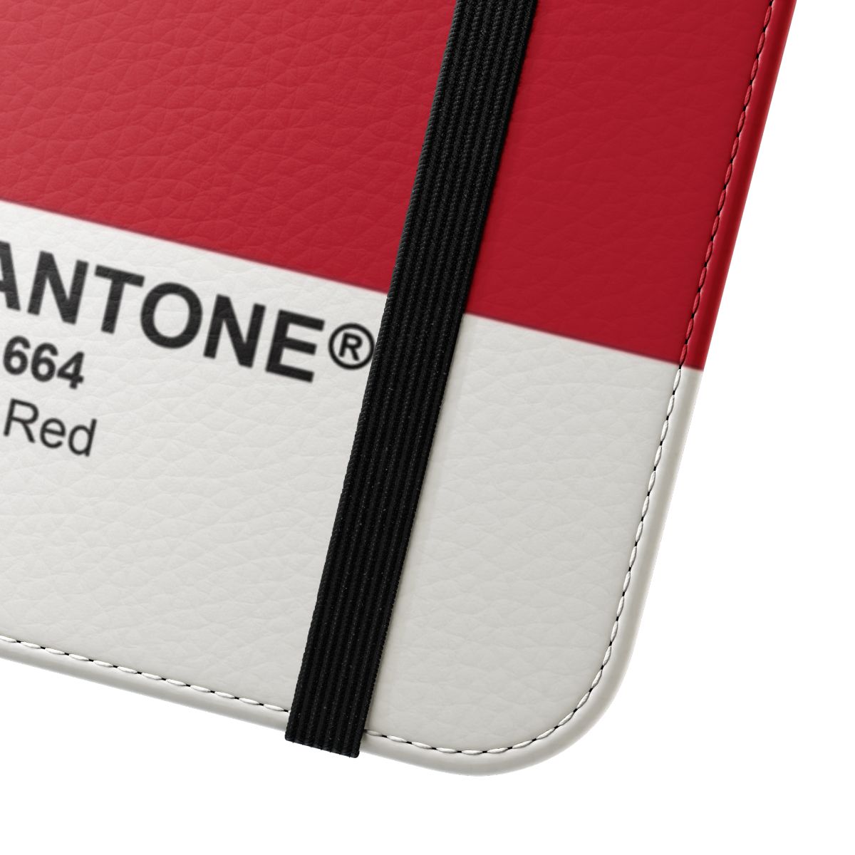 Pantone Universe inspired flip cover phone case in the True Red 19-1664 color - Close Up