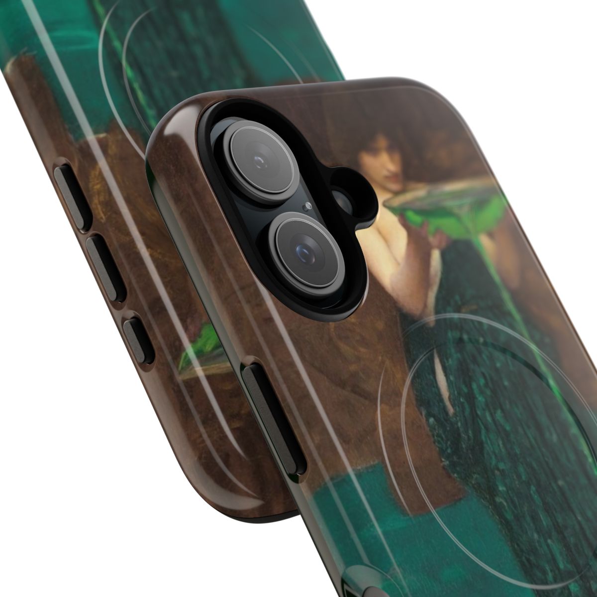 Magnetic phone case featuring the historic oil painting "Circe Invidiosa" by John William Waterhouse - Detail