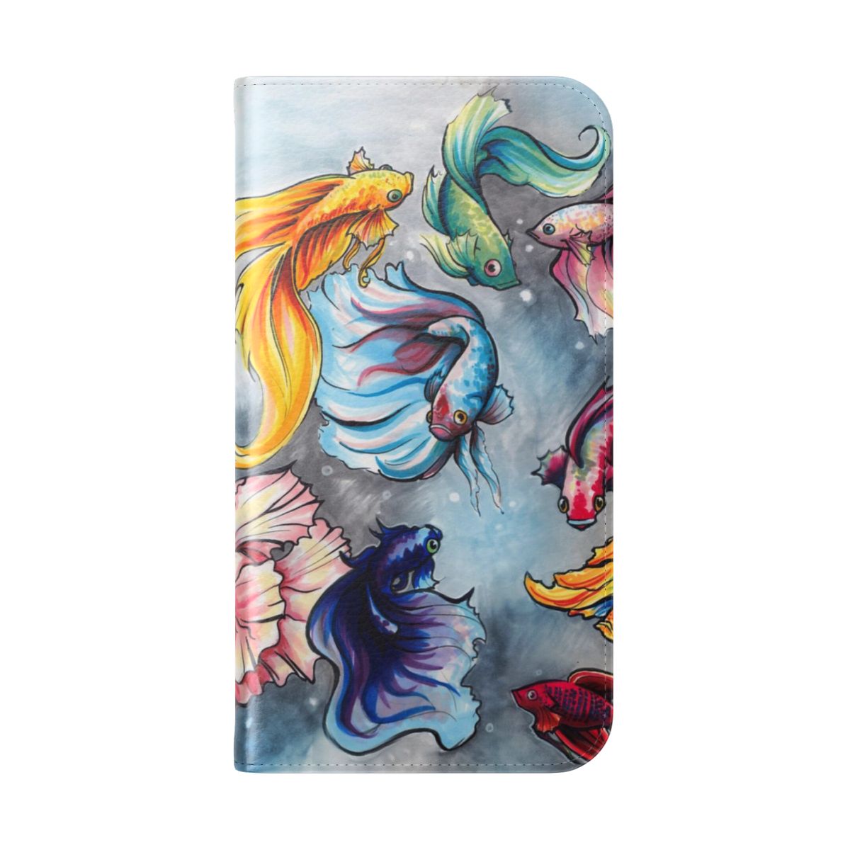 Betta fish phone case with a vibrant underwater design - Folded Back