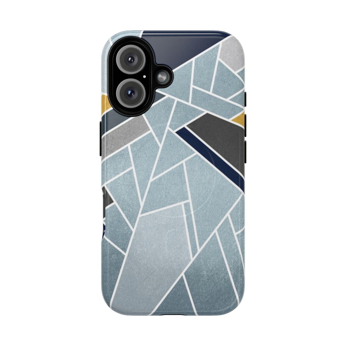 Soft metallic phone case with modern minimalist geometric design