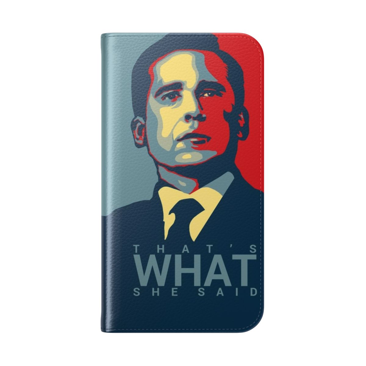 Flip cover phone case featuring a graphic of Michael Scott from the TV show The Office - Folded Back