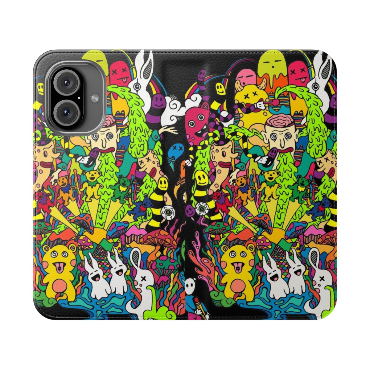 Colorful trippy psychedelic phone case with abstract, warp design