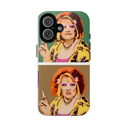 Colorful pop art phone case featuring an artistic interpretation of Jerry Hall