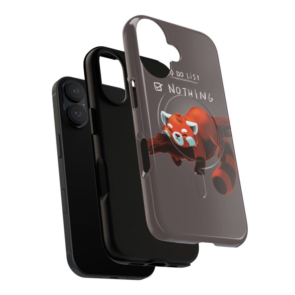 Magnetic tough phone case featuring a cute and fluffy red panda design for procrastinators - Layers