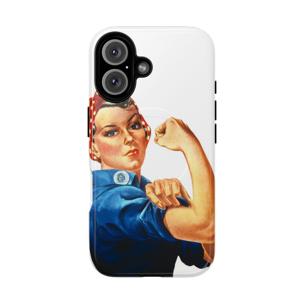 Rosie the Riveter-inspired magnetic tough phone case featuring the iconic "We Can Do It" image and text