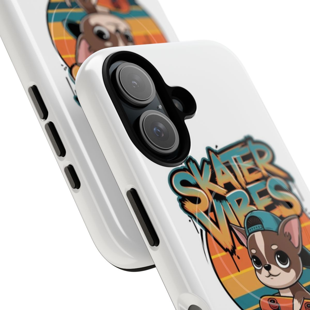 Magnetic tough phone case with skater and dog design - Detail