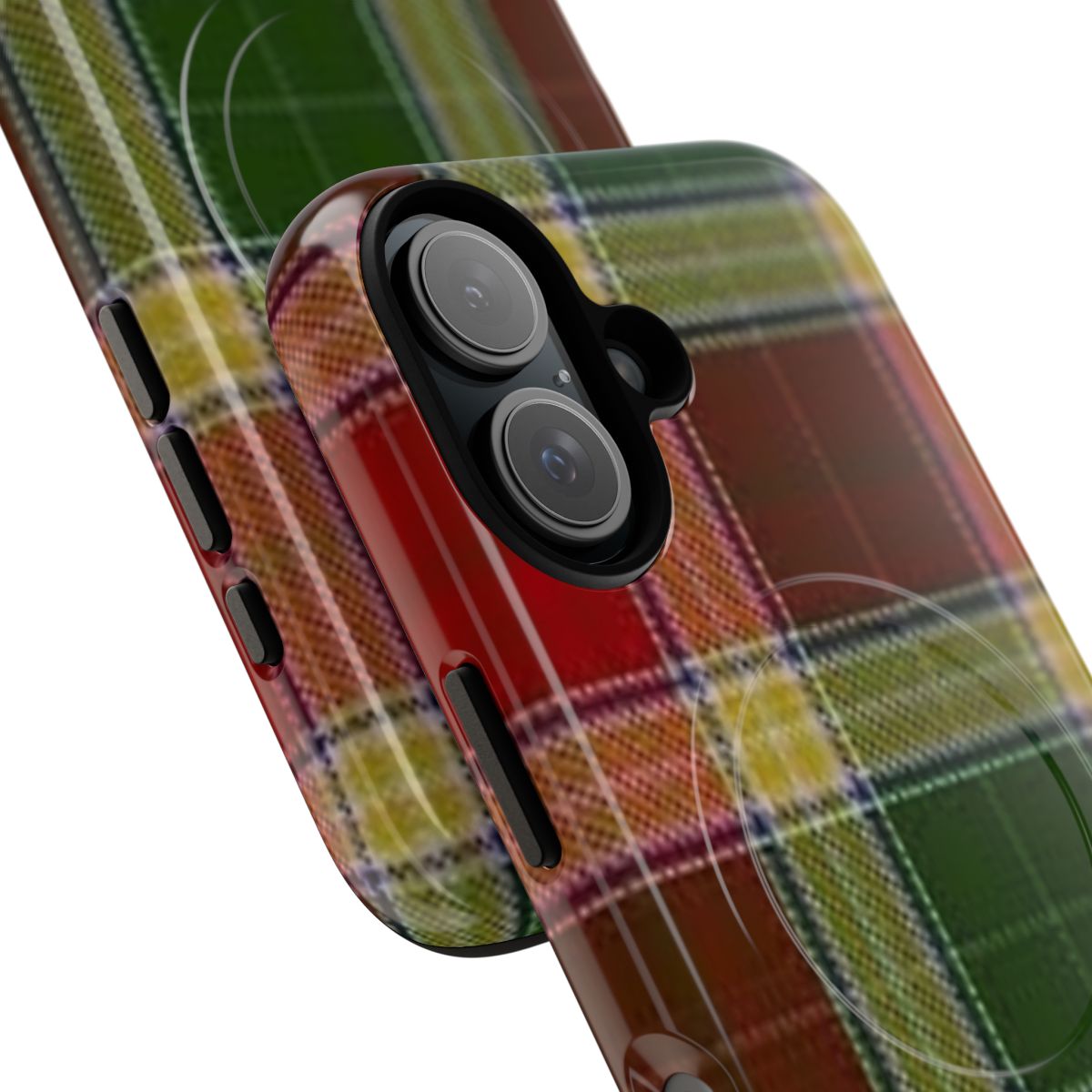 Tartan pattern phone case with magnetic closure - Detail