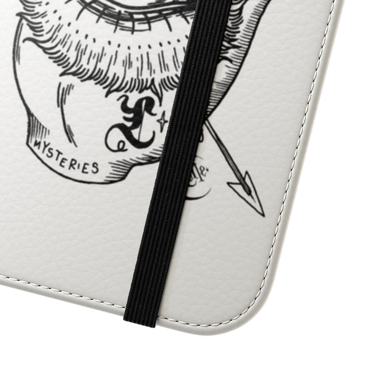 Handdrawn mystical and alchemic phone case cover with symbolic ink illustrations - Close Up