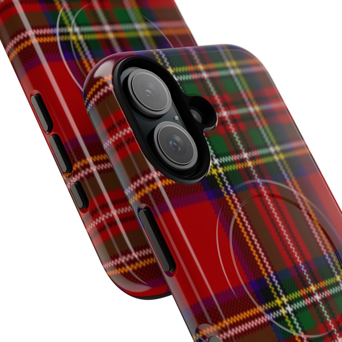 Tartan pattern phone case with magnetic and tough design - Detail