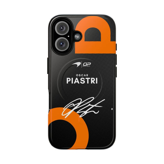 Oscar Piastri Mclaren-inspired phone case with Formula 1 branding