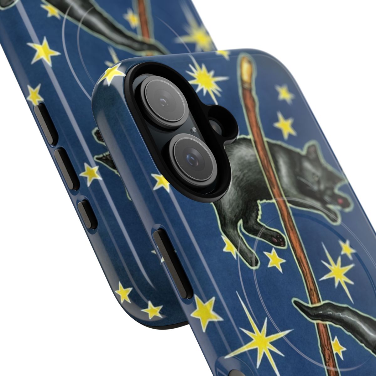 Magnetic tough phone case with a design featuring the back of a tarot card from a witch-themed tarot deck. - Detail