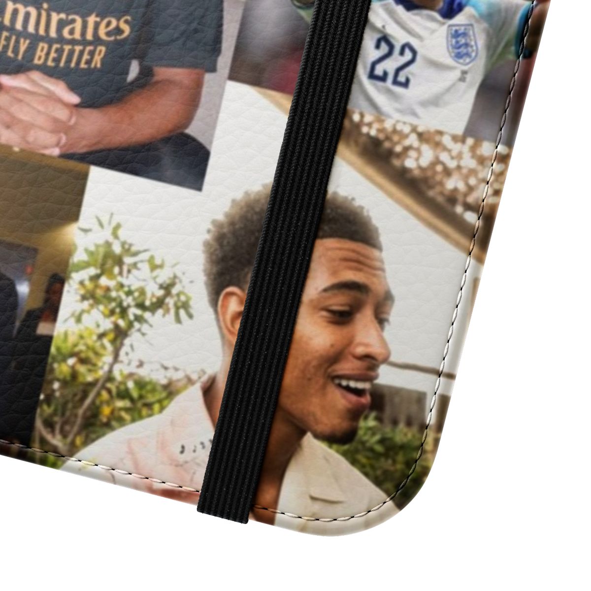 Artistic collage phone case featuring images of soccer player Jude Bellingham - Close Up