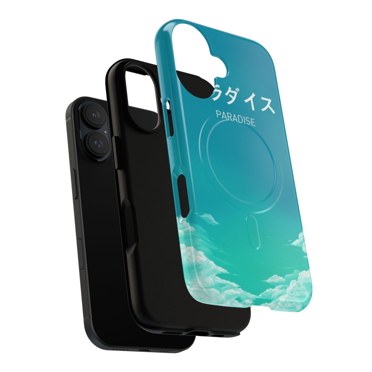 Japanese aesthetic, vaporwave style magnetic phone case with cloud, anime, and sad boy design - Layers