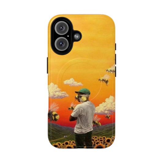 A magnetic tough phone case featuring a colorful flower design, inspired by Tyler the Creator's 'Flower Boy' album.