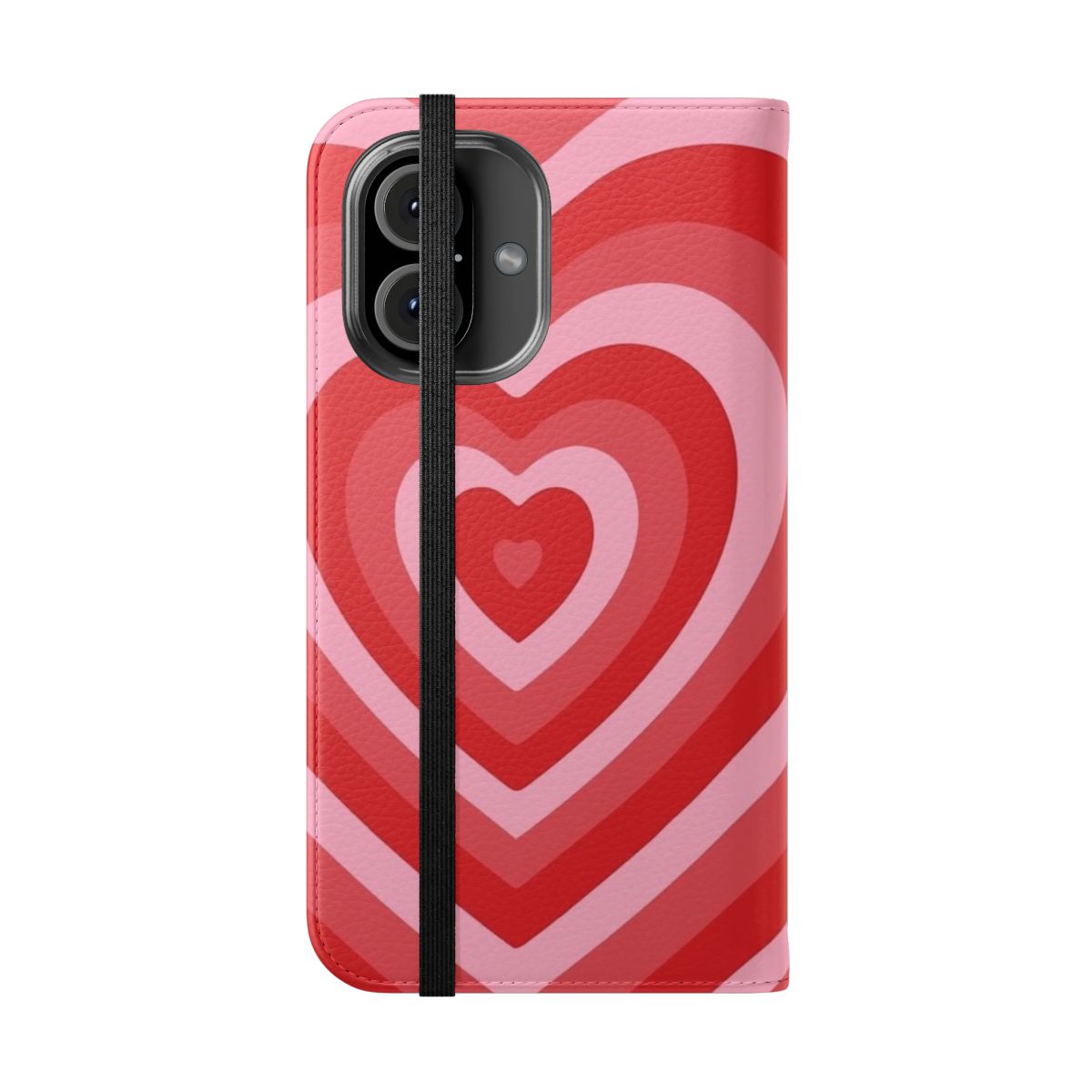 Colorful heart-shaped phone case cover with Powerpuff Girls design - Folded Front